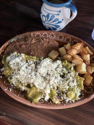 Chilaquiles breakfast plate..