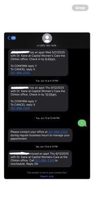 Proof I cancelled my daughter appt on 6/10 - 2 days b4 her appt . When I showed it to Dr Kane she said " you can't cancel @ 10pm