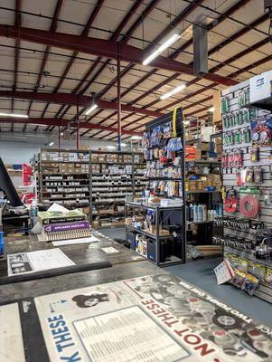 Inside of the massive parts house!