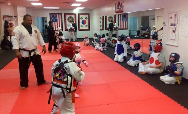 Younger students enjoy the sparring as much as the instructors do!