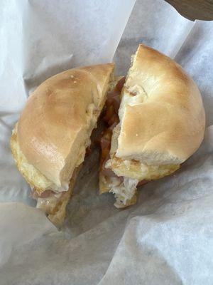 Ham egg and cheese bagel
