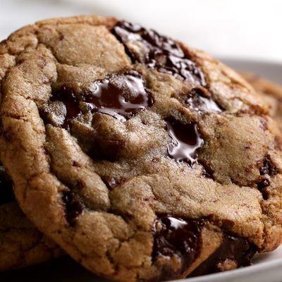 Freshly baked chocolate chip cookies