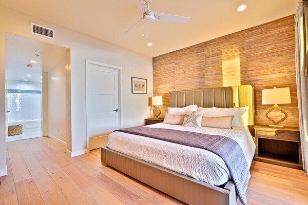 Wallpaper, upholstered beds, wood floors, bedroom furniture and more!