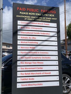 Parking sign