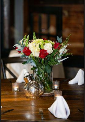 Solid wood farmhouse tables.