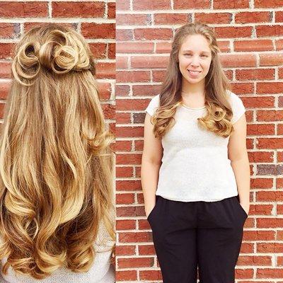 Soft, touchable, and romantic. Beautiful half up/down. Perfect for a festival, concert, or to even elevate your look for a evening out.