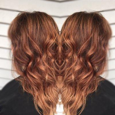 Darkened base melted into balayage and cut for Kaci (all services by Torrey Duerr)