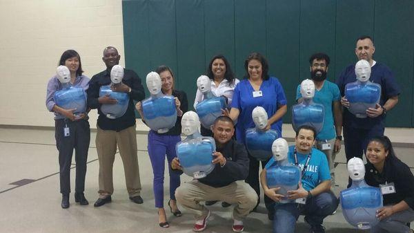 Students learning cpr