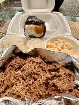 Large Kalua Pork Plate. Spam Musibi.