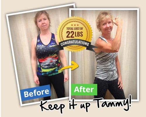 Tammy lost 22 lbs, lost inches and got much stronger! She is very consistent and followed through to get into her best shape.