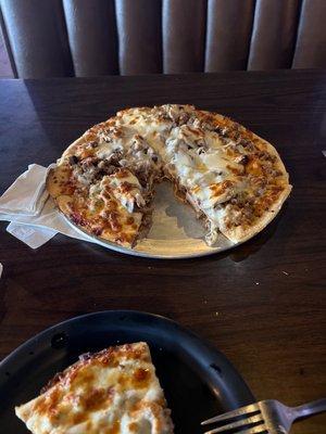 Double sausage and mushroom pizza