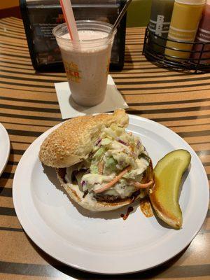 Dallas Burger with Strawberry Milkshake
