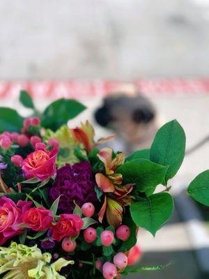 Photo#10,600. Pug friend's birthday. My pup picked out these flowers for his pug friend's mom.