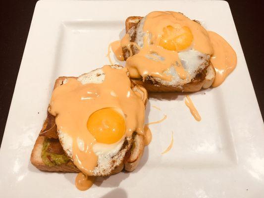 Sunday Bruch menu. Avocado toast +beer cheese. Yummy.