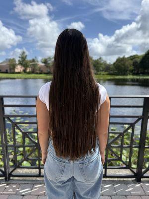 It's the girl's turn to get haircuts. Chopping off this Rapunzel hair. Thanks Maya!