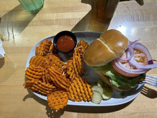 Cheese burger with Sweet Pot Fries