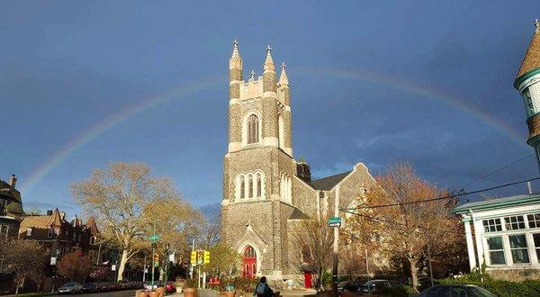 Beautiful rainbow over Calvary at 48th and Baltimore in West Philly!
