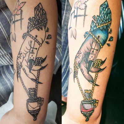 Customized voodoo witchbl hand. Follow on aiG @nikkistarstattoos