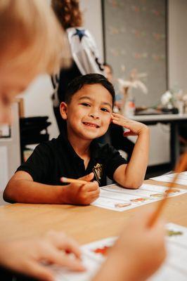 Students doing activities in the classroom
