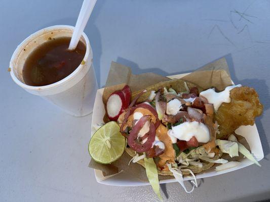 $2 fish taco and complimentary soup
