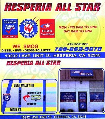Hesperia All Star Smog Test Only
