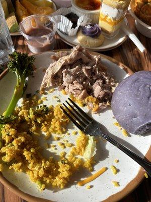 Rice, pork, and taro rolls (I already got into the rice by the time I remembered to take a pic)