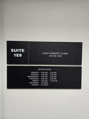 Door sign and office hours