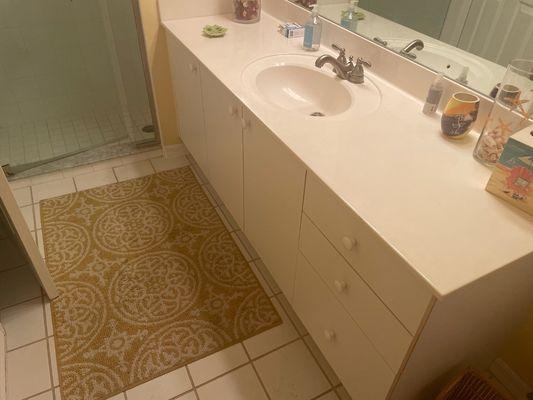 Guest bath old laminate door