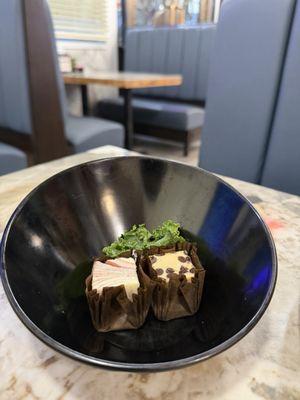 On the house for taking too long on the sushi.