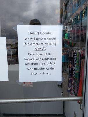 Shop is currently closed. Owner out until May 5th, 2025. I wish they'd update their answering machine with this info.