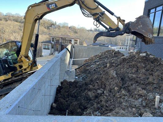 Retaining wall going up nicely