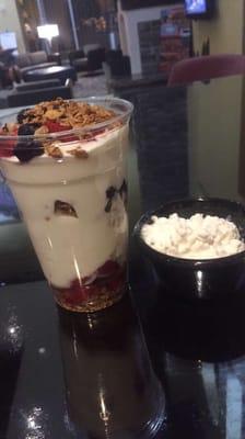 fruit parfait and cottage cheese