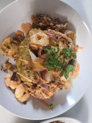 mofongo shrimp y pernil