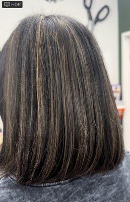 About 3-4 inches were cut.