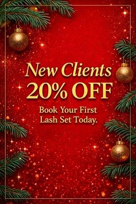 Beautiful lashes for the holidays New clients 20% off. Gentle, comfortable, no burning. Book now!