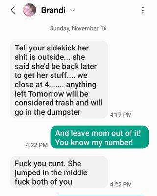 From the owner of the shop on the 16th of the month when I had until the 17th to move my stuff out.