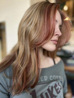 Pops of strawberry and fresh haircut