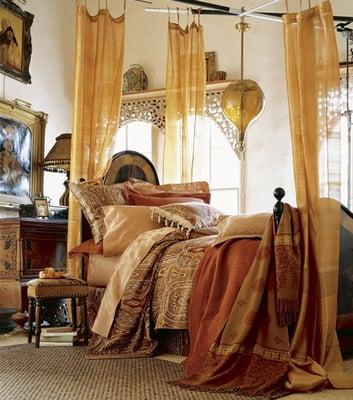 Create an inviting retreat with rich tapestries and decorative throws