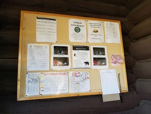 Bulletin board by ranger station.