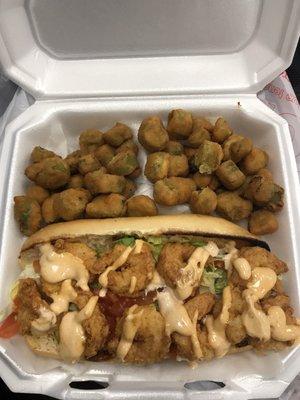 Shrimp PoBoy with fried okra