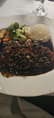 Balsamico chicken with capers, scallions, and garlic