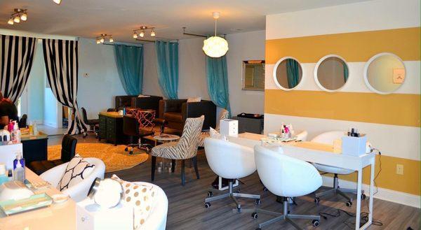 Stylish interior of Palm & Sol Nail Boutique