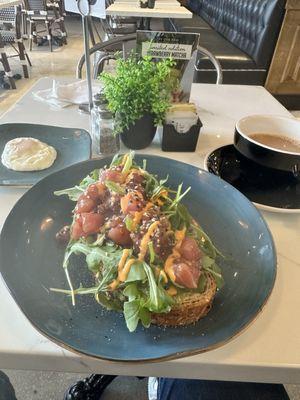 Tuna Toast, Freshly Brewed Coffee