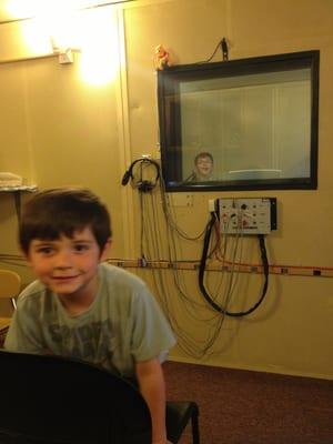 The cool audiologist let Johnny work in the control room with her when it was Billy's turn. Thx Dr. Newman!