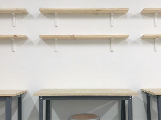 Members with dedicated space get a table and two shelves in the main studio, just for them!