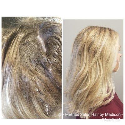 Before and after Blonde Bayalage