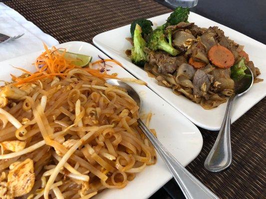 Chicken pad Thai and beef pad see eww