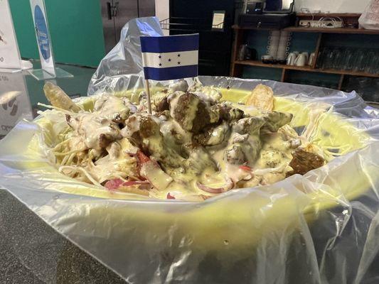 Carne asada con tajadas