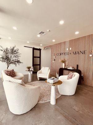 The lobby at Indigo Salon is so chic!