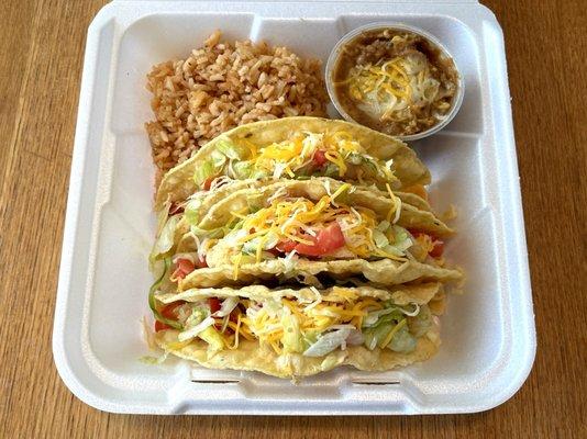 Chicken Taco Platter - Complimentary Chips and Espinaca Dip Shown Separately - Mmm!